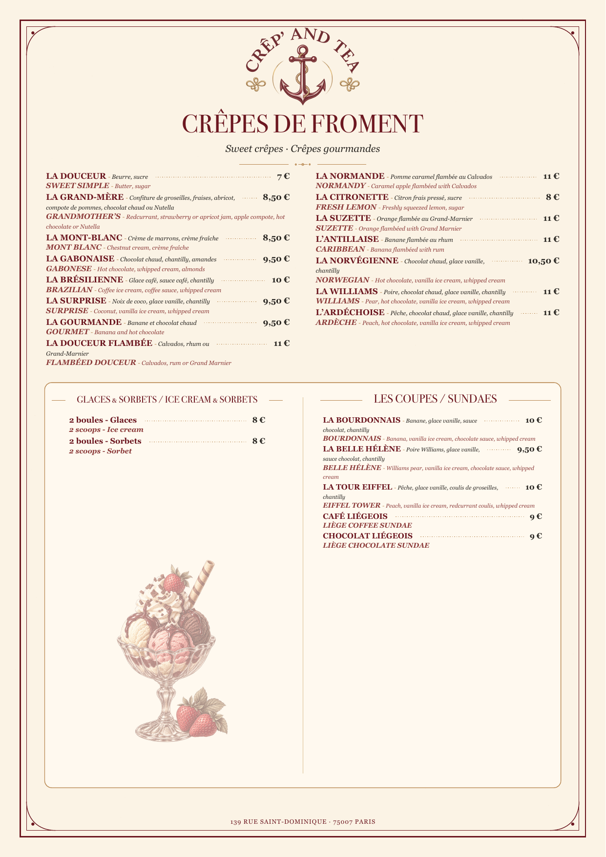 Page 4 — Crêpes et desserts / Crêpes and desserts